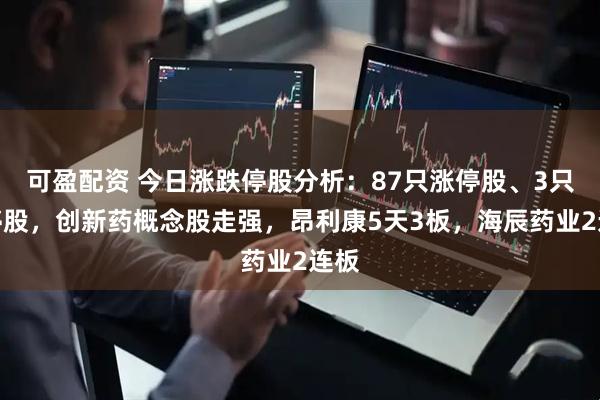 可盈配资 今日涨跌停股分析：87只涨停股、3只跌停股，创新药概念股走强，昂利康5天3板，海辰药业2连板